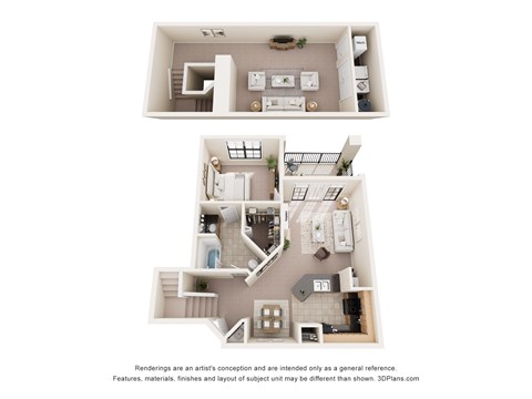 Floor plan for 1 bed, 1 bath, 1029 sqft